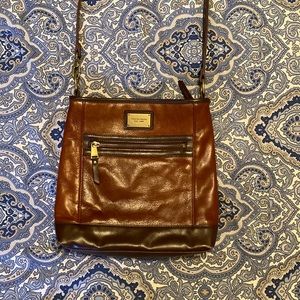 TIGNANELLO Brown 2 tone color block crossbody